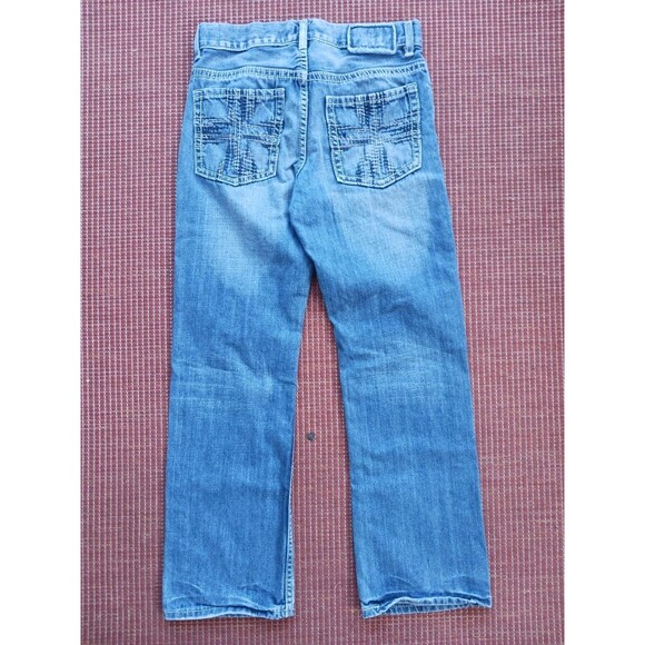 Helix Boys Jeans Youth 16 Slim Boot Embroidered cross Blue Adjustable  Y2K - Picture 1 of 7